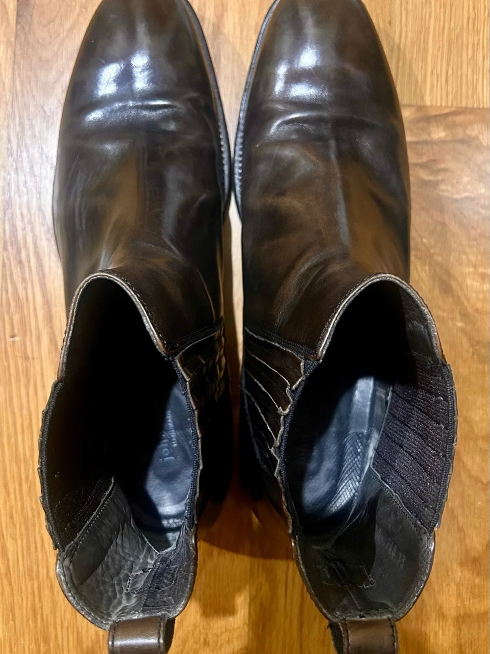 John Varvatos Black Leather Chelsea Boots with Stitched Welt